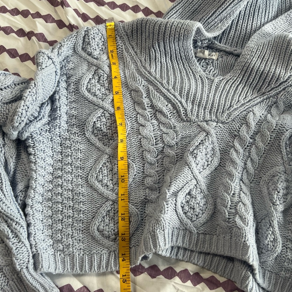 Aeropostale V-Neck Cable Knit Sweater - Light Gray - Picture 5 of 5